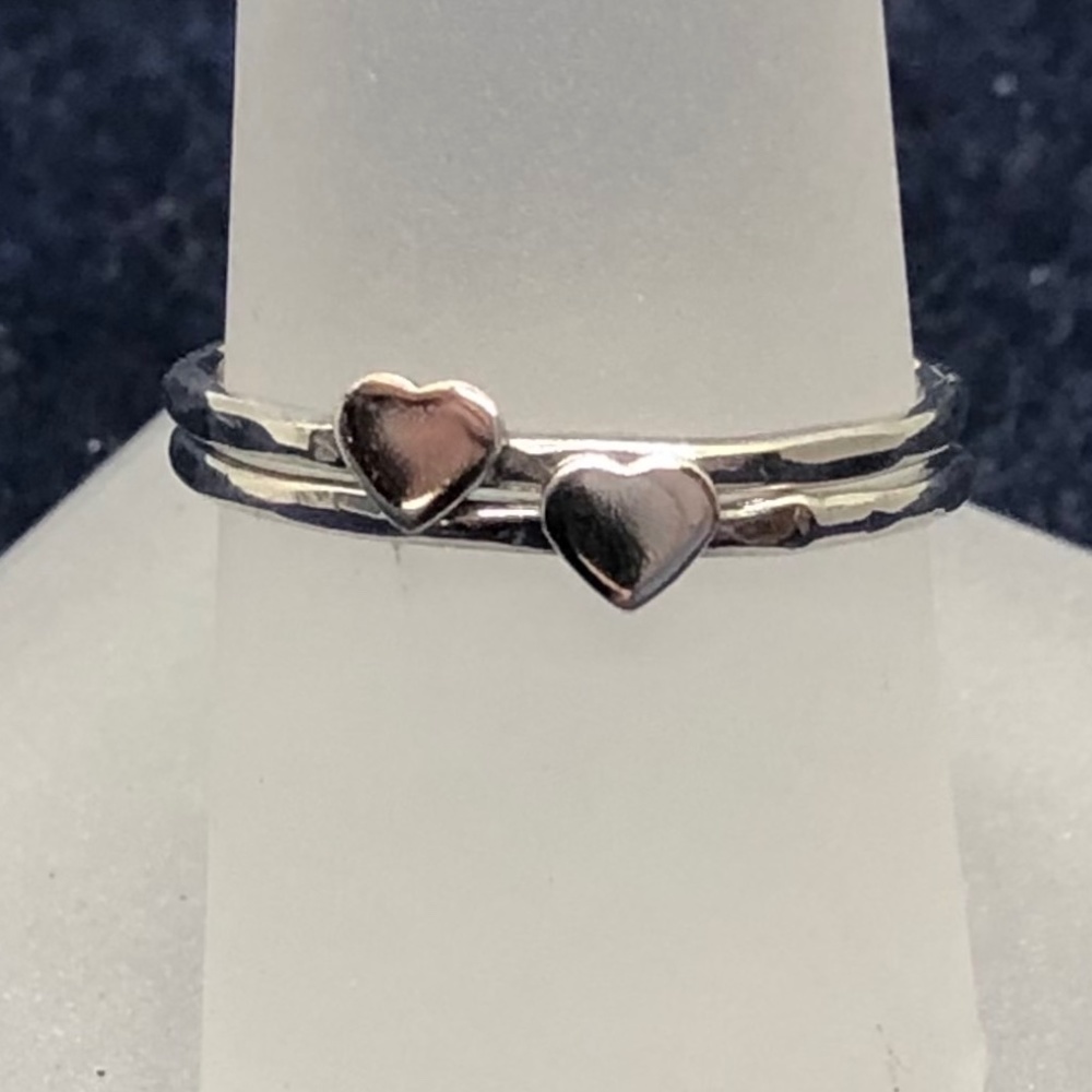 Silver, Heart, Stacking Rings - Picture 3 of 7